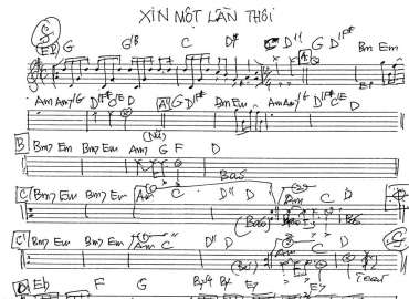 Xin Một Lần Thôi sheet nhạc đệm