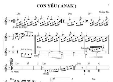Con Yêu sheet nhạc đệm