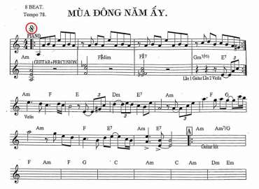 Mùa Đông Năm Ấy sheet nhạc đệm