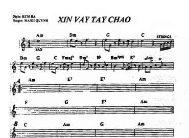 Xin Vẫy Tay Chào sheet nhạc đệm