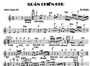 Xuân Chiến Khu sheet nhạc đệm