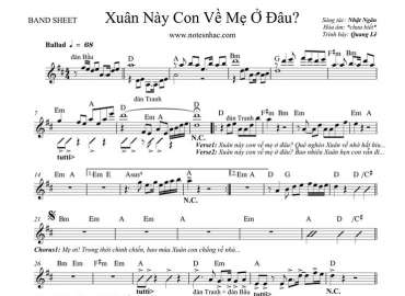 Xuân Này Con Về Mẹ Ở Đâu? sheet nhạc đệm