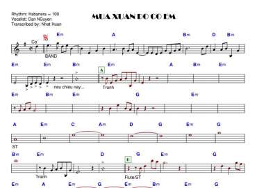 Mùa Xuân Đó Có Em sheet nhạc đệm