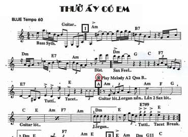 Thưở Ấy Có Em sheet nhạc đệm