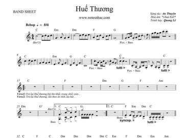 Huế Thương sheet nhạc đệm