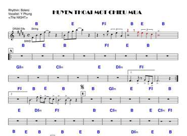 Huyền THoại Một Chiều Mưa sheet nhạc đệm