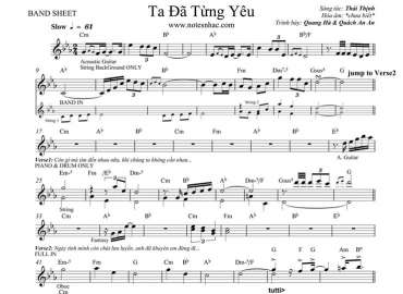 Ta Đã Từng Yêu sheet nhạc đệm