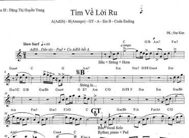 Tìm Về Lời Ru sheet nhạc đệm