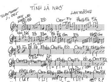 Tình Là Nhớ sheet nhạc đệm