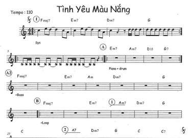 Tình Yêu Màu Nắng sheet nhạc đệm