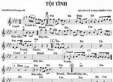 Tội Tình sheet nhạc đệm