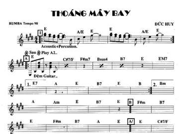 Thoáng Mây Bay sheet nhạc đệm
