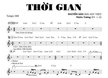 Thời Gian sheet nhạc đệm