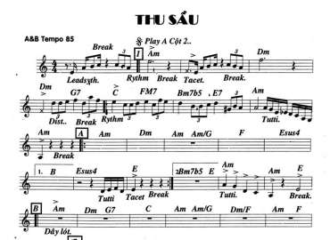 Thu Sầu 2 sheet nhạc đệm