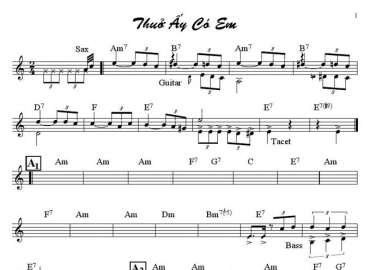 Thuở Ấy Có Em sheet nhạc đệm