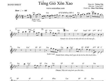 Tiếng Gió Xôn Xao 2 sheet nhạc đệm