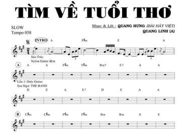 Tìm Về Tuổi Thơ Sheet Nhạc đệm
