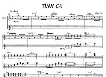 Tình Ca Sheet Nhạc đệm