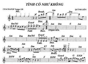Tình Có Như Không Sheet Nhạc đệm