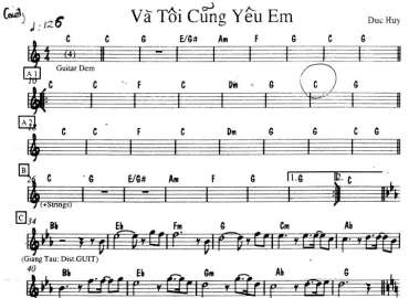 Và Tôi Cũng Yêu Em sheet nhạc đệm