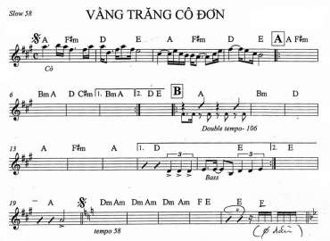 Vầng Trăng Cô Đơn sheet nhạc đệm