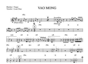 Vào Mộng sheet nhạc đệm