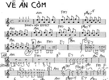Về Ăn Cơm sheet nhạc đệm