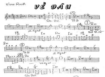 Về Đâu sheet nhạc đệm