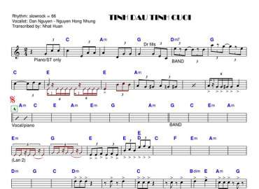 Tình Đầu Tình Cuối Sheet Nhạc đệm