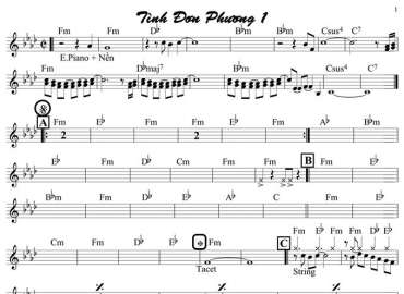 Tình Đơn Phương 1 Sheet Nhạc đệm