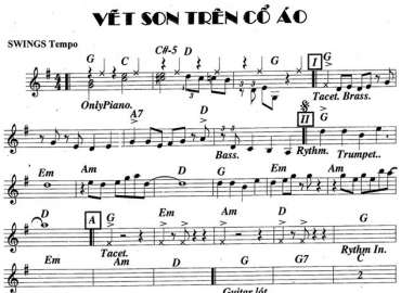 Vết Son Trên Cổ Áo sheet nhạc đệm