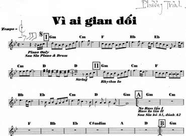 Vì Ai Gian Dối sheet nhạc đệm