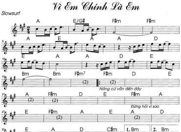 Vì Em Chính Là Em sheet nhạc đệm