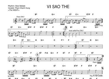 Vì Sao Thế sheet nhạc đệm