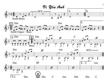 Vì Yêu Anh sheet nhạc đệm