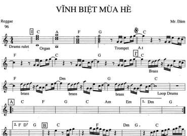 Vĩnh Biệt Mùa Hè sheet nhạc đệm