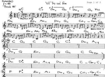 Vũ Trụ Của Em sheet nhạc đệm