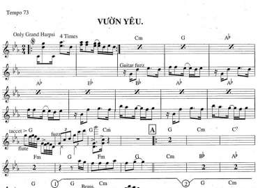 Vườn Yêu sheet nhạc đệm