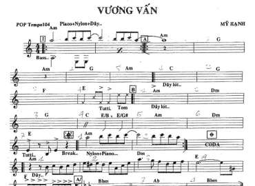 Vương Vấn sheet nhạc đệm