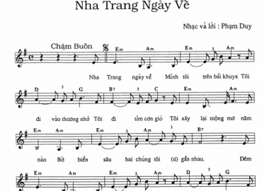 Nha Trang Ngày Về Sheet Nhạc