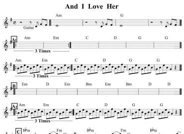 And I Love Her sheet