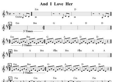 And I Love Her sheet