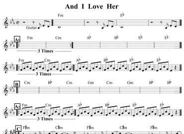 And I Love Her sheet