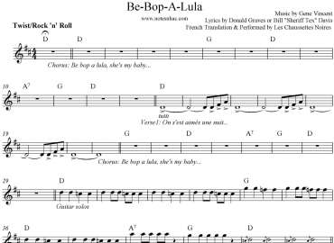 Be-Bop-A-Lula sheet