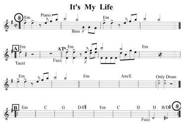 It's My Life sheet