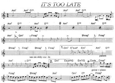 It's Too Late sheet