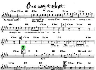 One Way Ticket sheet