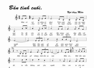 Bản Tình Cuối sheet nhạc có lời