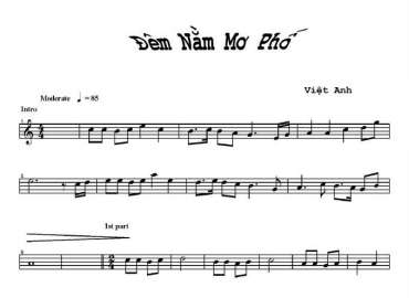 Đêm Nằm Mơ Phố sheet có lời