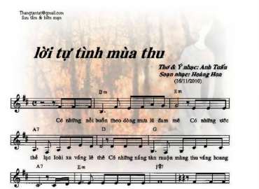 Lời Tự Tình Mùa Thu sheet có lời 